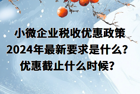 小微企業(yè)稅收優(yōu)惠政策2024年最新要求是什么？優(yōu)惠截止什么時候